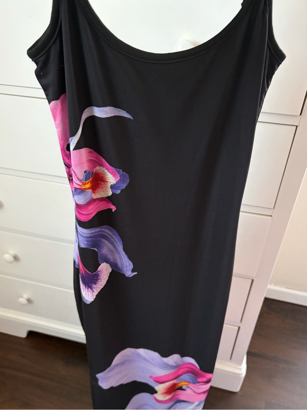 Peppermayo Black Maxi Dress with Pink & Purple Floral Print